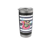 Opossum sur un flamant rose flottant Gobelet isotherme en acier inoxydable double paroi