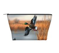 Opossum Trousse de maquillage avec imprimé neige Trapézoïdal Organiseur de voyage Élégant Rangement pour beauté et cadeaux pour femmes filles, Chasse Canard sauvage volant 1, Taille unique, Trousse de