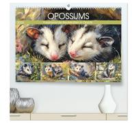 Opossums. Faszinierende Beutelratten in Öloptik (hochwertiger Premium Wandkalender 2026 DIN A2 quer), Kunstdruck in Hochglanz: Die wilde Schönheit der Opossums im Rhythmus der Natur