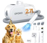 OPOWO Aspirateur de toilettage pour chien, 2,7 L avec tondeuse pour chien, broyeur à ongles, tondeuse à pattes, 3 modes d'aspiration, toiletteur pour chien à faible bruit avec 7 outils de toilettage