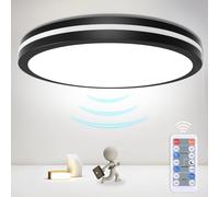 OPPEARL Plafonnier Détecteur de Mouvement avec telecommande, 24W 2400LM LED Lampe avec Capteur Crépusculaire, 4000K LED Plafonnier Rond Pour Chambre Salon Cuisine Couloir Escaliers IP54, Ø29CM