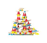 OPPI - PIKS - Kit éducation - Jeu éducatif en Bois et Silicone - Jeu d'éveil - Motricité - Jeu de Construction - 3-12 Ans - avec livret d'instructions - 128 Pièces, Noir