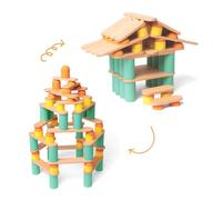 OPPI - STIX - Jeu éducatif en Bois et Silicone - Jeu d'éveil - Motricité - Jeu de Construction - 2-12 Ans - avec livret d'instructions - 50 Cartes à télécharger - 108 Pièces