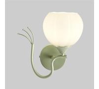 Oppine Murale E14 Moderne Minimaliste en métal Vert métal Conception de Fleur de Verre Lanterne Murale pour la Chambre à Coucher du Salon du Couloir du Milieu du siècle (à Droite)