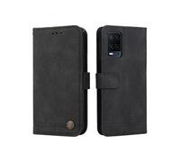 OPPO A16 4G Etui Pour/A16S Sangle Courte Portefeuille Longue Sangle Antichoc Supports De Fente Pour Carte FOXDOCK Noir