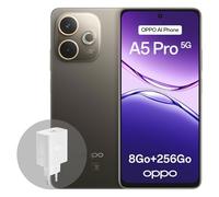 OPPO A5 Pro 5G 8Go RAM + 256Go ROM, Smartphone débloqué avec IA, écran 6,67 Pouces 120 Hz, Appareil Photo 50 Mpx avec autofocus, Batterie 5800 mAh, IP69, Black Brown (Chargeur SUPERVOOC 45 W Inclus)