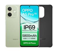 OPPO A5 Pro 5G Smartphone débloqué avec IA, 8 Go RAM + 256 Go, écran 6,67" 120 Hz, appareil photo 50 MP, batterie 5800, charge rapide 45 W, version espagnole, étui inclus - Vert