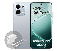 OPPO A6 Pro 5G 8Go+256Go, Smartphone débloqué avec IA, écran AMOLED 6,57 Pouces 120 Hz, caméra AI 50+16 MP, Batterie 6500 mAh, IP69, Lunar Titanium (Chargeur SUPERVOOC 80 W et écouteurs Inclus)