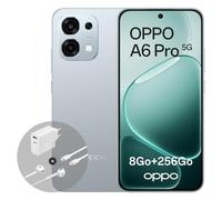 OPPO A6 Pro 5G 8Go+256Go, Smartphone débloqué avec IA, écran AMOLED 6,57 Pouces 120 Hz, caméra AI 50+16 MP, Batterie 6500 mAh, IP69, Lunar Titanium (Chargeur SUPERVOOC 80 W et écouteurs Inclus)