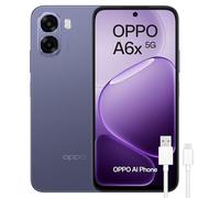 OPPO A6x 5G Smartphone débloqué avec IA, 6 Go RAM + 256 Go, batterie 6100 mAh, écran LCD HD+ 120 Hz, IP64, appareil photo 50 MP AI, double SIM, version espagnole - noir