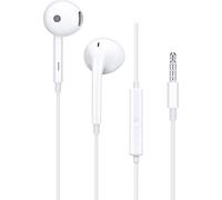 OPPO Casque Jack d'origine 3,5 mm, avec télécommande en Ligne, Compatible avec Les Smartphones avec connecteur 3,5 mm [A15, A16, A53, A72, A73, A91], Couleur Blanche