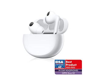 OPPO Enco X2 - Écouteurs Bluetooth sans Fil - Oreillette Semi Intra-Auriculaire - Son Binaural Simultané - Réduction du Bruit Active - Batterie Rechargeable - Boîtier Compris - Blanc [version FR]