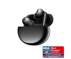 OPPO Enco X2 - Écouteurs Bluetooth sans Fil - Oreillette Semi Intra-Auriculaire - Son Binaural Simultané - Réduction du Bruit Active - Batterie Rechargeable - Boîtier Compris - Noir [version FR]