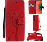 Oppo Find X2 Pro Coque Motif Arbre Chat PU Cuir Flip Housse Étui Cover Case Wallet Portefeuille Support avec Porte-Cartes OppNI