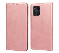 Havaya Oppo Find X3/Find X3 Pro Étui Wallet-PU en Cuir avec Porte-Cartes, Coque magnétique - Folio Credit Cover pour Oppo Find X3/Find X3 Pro - Or Rose