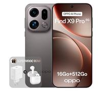 OPPO Find X9 Pro 5G 16+512Go, Smartphone avec IA, Ecran ProXDR 6,78" 120 Hz, Camera Hasselblad 200MP, 4K Motion, Batterie 7500 mAh, IP69, Titanium Charcoal (avec Chargeur 80W SUPERVOOC et Enco Air4)