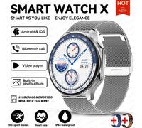 Oppo Montre X Bluetooth Appel Smartwatch Amoled Hd Étanche Montre De Sport Pour Hommes 3D Surround Visuel 4Gb Ram Montre De Lecture Vidéo.Silver Mesh Belt.