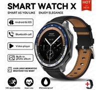 Oppo Montre X Bluetooth Appel Smartwatch Amoled Hd Étanche Montre De Sport Pour Hommes 3D Surround Visuel 4Gb Ram Montre De Lecture Vidéo.Black Leather Belt.