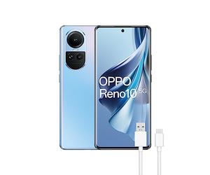 Oppo Reno10 5G - Smartphone débloqué 8 Go + 256 Go, écran AMOLED 6,7", Appareil Photo 64 + 8 + 32 MP, Android, Batterie 5000 mAh, Charge Rapide 67 W - Bleu
