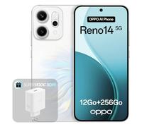 OPPO Reno14 5G 12+256GB, Smartphone Android débloqué IA, Écran 6,59" 120Hz AMOLED, Caméra AI 50+50MP, Batterie 6000mAh, Résistance à l'eau IP69, Opal White (Inclut Chargeur 80W SUPERVOOC)