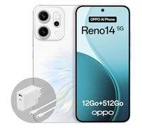 OPPO Reno14 5G 12+512GB, Smartphone Android débloqué IA, Écran 6,59" 120Hz AMOLED, Caméra AI 50+50MP, Batterie 6000mAh, Résistance à l'eau IP69, Opal White (Inclut Chargeur 80W SUPERVOOC)