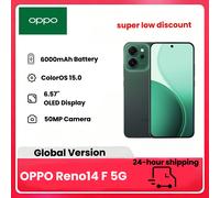 OPPO Reno14 F 5G 8+256GB, AI-Free Android Smartphone, 6.57" 120Hz AMOLED Display, 50+32MP AI Camera, 6000mAh Battery, IP69 Water Resistance, (excludes Charger) Blue