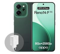 OPPO Reno14 F 5G 8+256Go, Smartphone Android Débloqué IA, Écran 6,57" 120Hz AMOLED, Caméra AI 50+32MP, Batterie 6000mAh, Résistance à l'eau IP69, Luminous Green (Inclut Chargeur 45W SUPERVOOC)