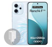 OPPO Reno14 F 5G 8+256Go, Smartphone Android Débloqué IA, Écran 6,57" 120Hz AMOLED, Caméra AI 50+32MP, Batterie 6000mAh, Résistance à l'eau IP69, Opal Blue (Inclut Chargeur 45W SUPERVOOC)