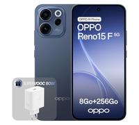 OPPO Reno15 F 5G Téléphone Débloqué, 8+256Go, Appareil Photo Ultra Grand Angle 50MP FOV 100°, Écran 6.57" 120Hz, AI Portrait Glow, Batterie 6500mAh, IP69, Twilight Blue (Chargeur 80W SUPERVOOC Inclus)
