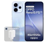 OPPO Reno15 FS 5G Téléphone Débloqué, 8+512Go, Appareil Photo Ultra Grand Angle 50MP FOV 100°, Écran 6.57" 120Hz, AI Portrait Glow, Batterie 6500mAh, IP69, Aurora Blue (Chargeur 80W SUPERVOOC Inclus)