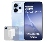 OPPO Reno15 Pro 5G Smartphone Débloqué, 12+512Go, Appareil Photo Ultra-Clair 200MP, Écran AMOLED 6.32" 120Hz, Vidéo 4K HDR, 6200mAh, MediaTek Dimensity 8450, Aurora Blue(Chargeur SUPERVOOC 80W Inclus)