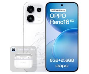 OPPO Reno16 5G 256GB 8GB RAM Pop White Enco Buds3 Pro Glaze White