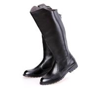 OPPOQ Bottes Hautes en Cuir pour Hommes, Bottes d'équitation, Chaussures de Performance sur scène, Jambes Larges, tête mi-Mollet, Bottes Longues et Hautes,Noir,45