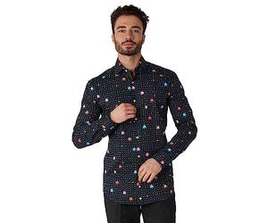 OppoSuits Chemise pour homme - Chemise boutonnée - Coupe ajustée - Manches longues, T-shirt Ls Pac-man, XXL