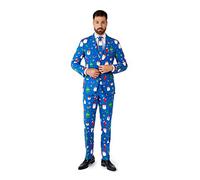 OppoSuits Costume De Noël Homme - Tenue X- Mas Icons - Coupe Slim - Bleu Festivity