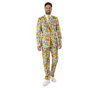 OppoSuits Costume pour Hommes - Costume De Jeu Pokémon Nintendo Switch - Coupe Ajustée - Multicolore - Blazer, Pantalon Et Cravate