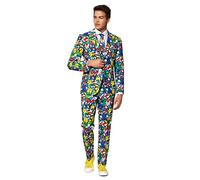 OppoSuits Homme Crazy Prom Suits for Men - Super Mario - Comes with Jacket, Pants and Tie in Funny Designs Costume d'homme, Multicolore, 48