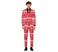 OppoSuits Homme Fun Ugly Christmas Suits for Men - Winter Wonderland - Full Suit: Jacket, Pants & Tie Costume d'homme, Red, 36