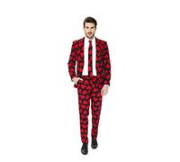 OppoSuits Homme Funny Prom Suits for Men - King of Hearts - Comes with Jacket, Pants and Tie in Funny Designs Costume d'homme, Black, 42