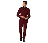 OppoSuits Homme Solid Color Party Suits for Men - Blazing Burgundy - Full Suit: Includes Pants, Jacket and Tie Costume d'homme, Red, 36