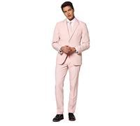 OppoSuits Homme Solid Color Party Suits for Men - Lush Blush - Full Suit: Includes Pants, Jacket and Tie Costume d'homme, Pink, 50