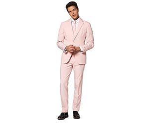 OppoSuits Homme Solid Color Party Suits for Men - Lush Blush - Full Suit: Includes Pants, Jacket and Tie Costume d'homme, Pink, 42