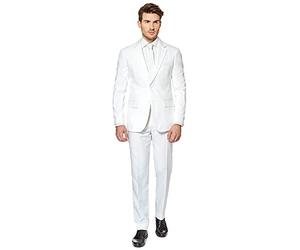OppoSuits Homme Solid Color Party Suits for Men - White Knight - Full Suit: Includes Pants, Jacket and Tie Costume d'homme, White, 48