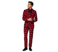 OppoSuits Prom Suits for Men - King of Hearts - Comes with Jacket, Pants and Tie in Funny Designs Costume d39homme, Black, 42 Homme