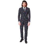 OppoSuits Prom Suits for Men - PAC-Man - Comes with Jacket, Pants and Tie in Funny Designs Costume d39homme, Noir, 52 Homme