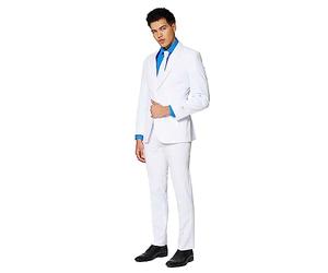 OppoSuits Solid Color Party for Men - White Knight - Full Suit: Includes Pants, Jacket and Tie Costume d39homme, 56 EU Homme