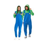 OppoSuits Unisexe Adulte Luigi Onesie - Pyjama Nintendo 1 Pièce - Coupe Ample - avec Poches - Vert Et Bleu