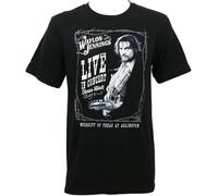 OPPUYYGHV Authentic Waylon Jennings Live in Concert Texas Hall Slim-Fit T-Shirt New Black Manches Courtes(Large)