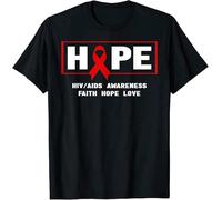 OPPUYYGHV Awareness Shirt - Red Ribbon Hope AIDS Awareness Mens T-Shirt Manches Courtes(X-Large)