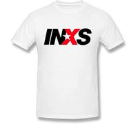 OPPUYYGHV INXS Men's Graphic Cotton Short Sleeve T-Shirt White Manches Courtes(Medium)